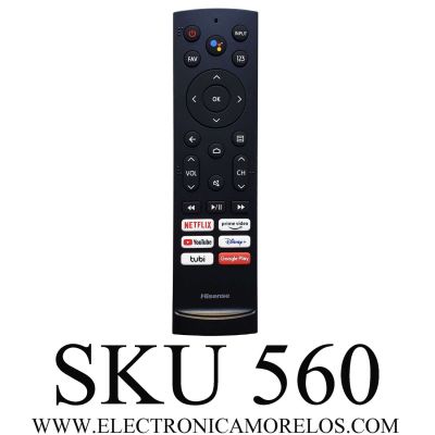 CONTROL ORIGINAL SMART HISENSE ( NUEVO ) COMANDO DE VOZ / ERF3B90H /‎ 288959 / BJKJ-ERF3B90H-JKJB  / MODELO 65U7G / 75U7G / COMPATIBLE 4K OLED LCD HDTV 100L5G-CINE100A 100L9G-CINE100A PX1 120L5G-CINE120A 120L9G-CINE120A PX1-PRO 100L5G 1G 1G 